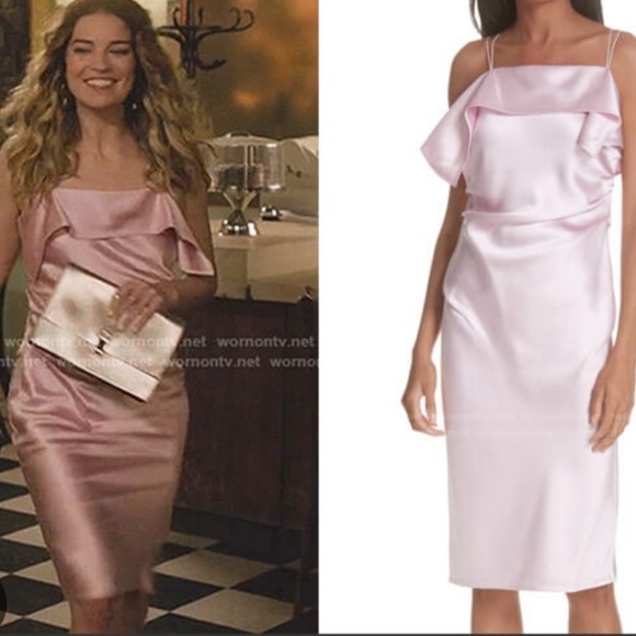 Helmut Lang Pink Drape Satin Mini Dress - Picture 3 of 8